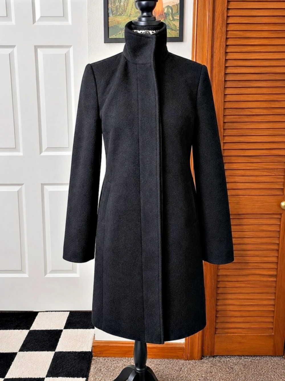 Old Navy Soft-Brushed Funnel-Neck Coat Black XS